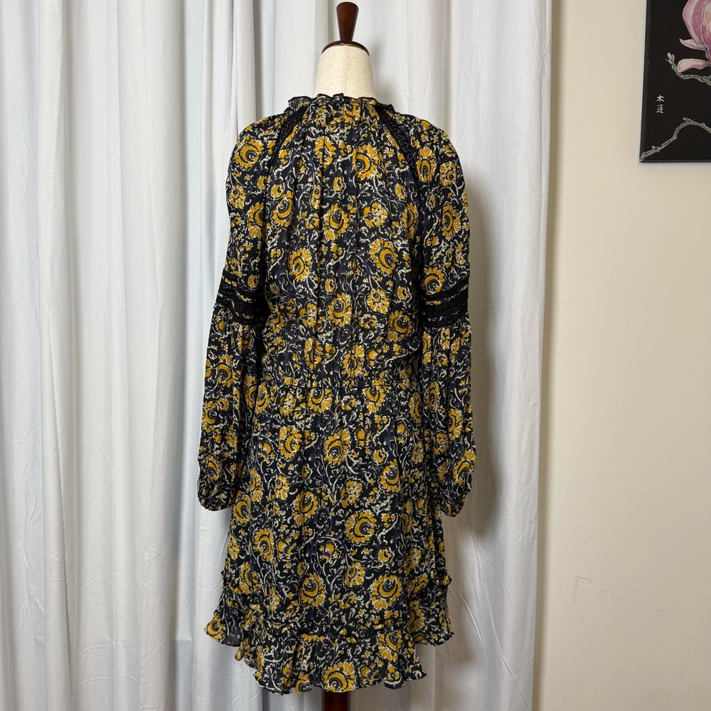 Veronica Beard Ida Silk Floral Mini Dress Ruffle Boho Womens 8 - Picture 6 of 15